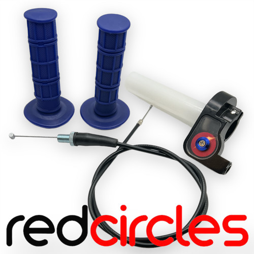 Blue pit bike throttle - bike, grip
